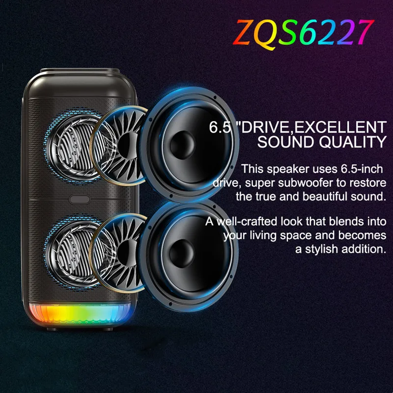 ZQS-6227 with Led Light Karaoke Machine 3000Mah Battery Wireless Bluetooth Speaker with Mic Home Outdoor Karaoke Party Subwoofer
ZQS-6227 with Led Light Karaoke Machine 3000Mah Battery Wireless Bluetooth Speaker with Mic Home Outdoor Karaoke Party Subwoofer