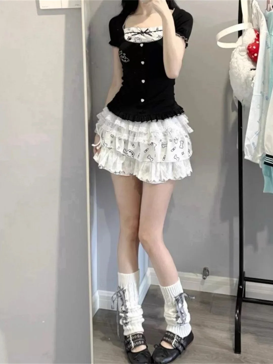 Ballet Style Cake Skirt Set Women's Summer Sweet College Style Top And Puffy Skirt Two Piece Set High Waist Printed T-Shirt
Ballet Style Cake Skirt Set Women's Summer Sweet College Style Top And Puffy Skirt Two Piece Set High Waist Printed T-Shirt
