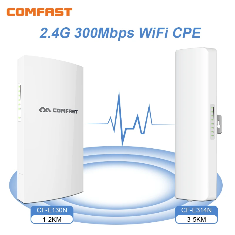 comfast 2.4G 300Mbps Wireless WiFi Bridge 2pcs Outdoor Router 1-5KM Long Range Extender AP Repeater Waterproof WiFi CPE Amplifer
comfast 2.4G 300Mbps Wireless WiFi Bridge 2pcs Outdoor Router 1-5KM Long Range Extender AP Repeater Waterproof WiFi CPE Amplifer