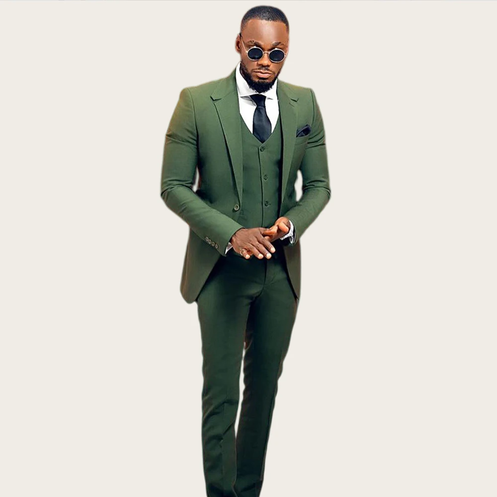 Green 3Pcs Men's Suits with Noched Lapel Single Breasted Groom Wedding Suit Tuxedo for Man Prom Slim Fit Blazer Customized
Green 3Pcs Men's Suits with Noched Lapel Single Breasted Groom Wedding Suit Tuxedo for Man Prom Slim Fit Blazer Customized