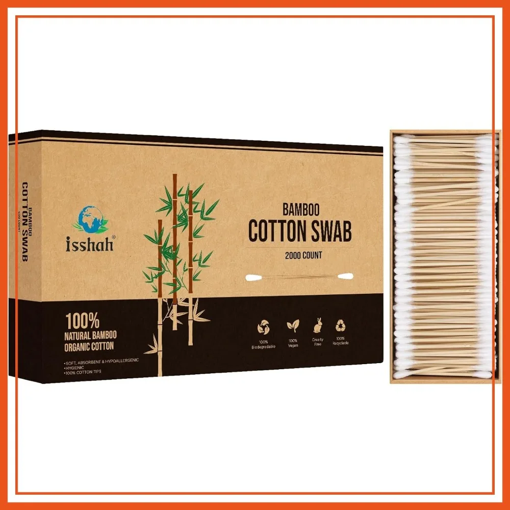 2000 Count Bamboo Cotton Swabs - Eco Friendly, Plastic Free, Biodegradable Ear Sticks - FSC Certified, PETA Approved
2000 Count Bamboo Cotton Swabs - Eco Friendly, Plastic Free, Biodegradable Ear Sticks - FSC Certified, PETA Approved
