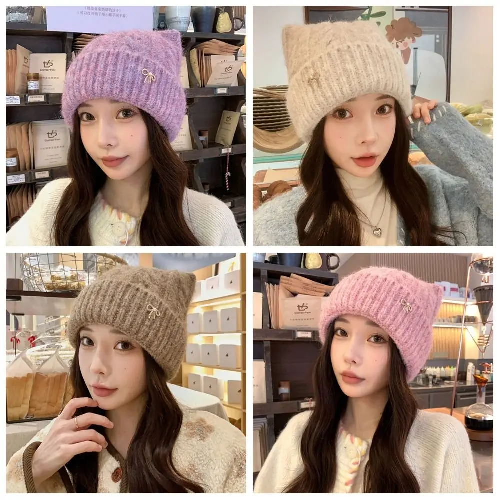 Solid Color Cat Ears Pullover Hat Japanese Style Bow Woolen Knitted Hat Warm Ear Protection Women Beanie Hat Autumn Winter
Solid Color Cat Ears Pullover Hat Japanese Style Bow Woolen Knitted Hat Warm Ear Protection Women Beanie Hat Autumn Winter