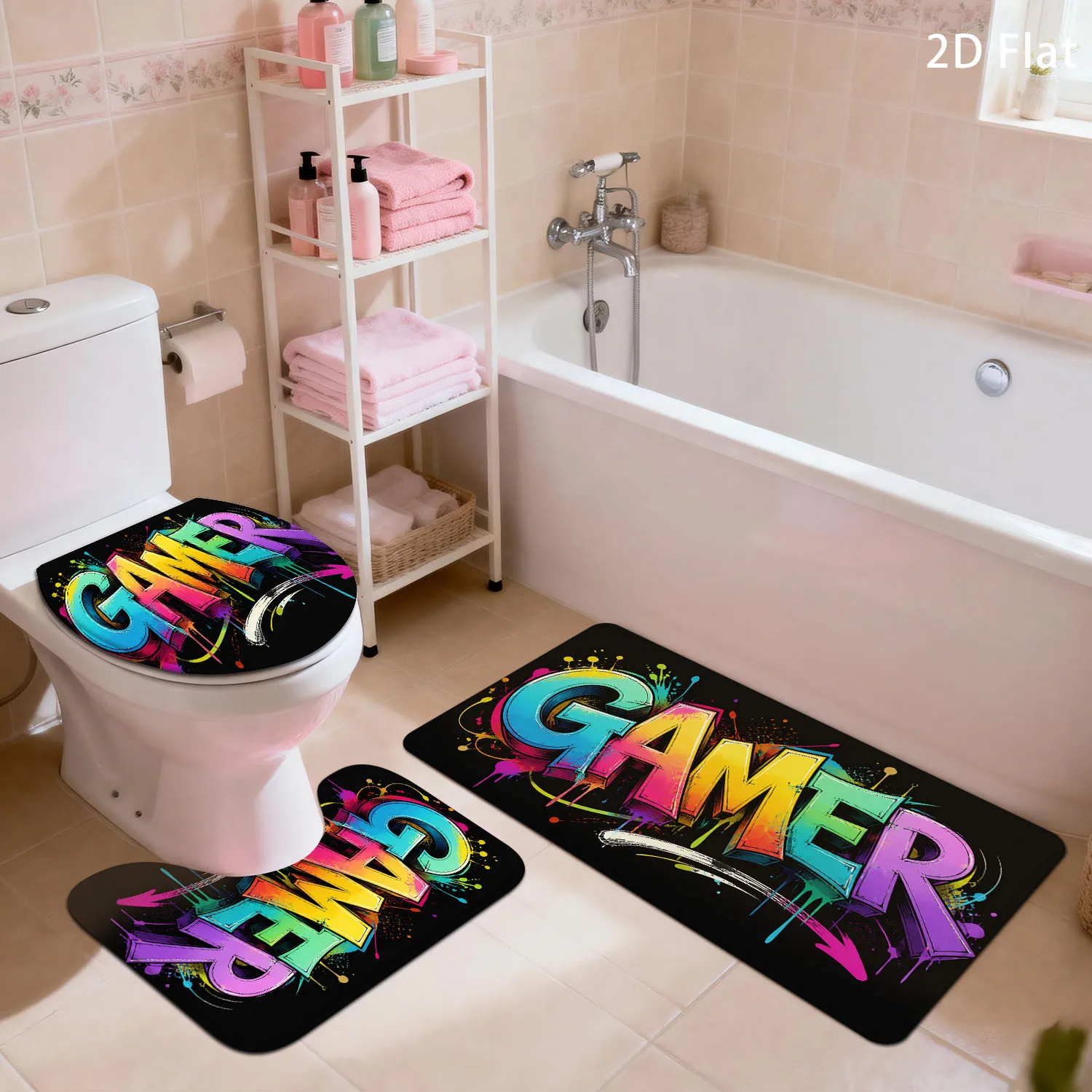 Gamer Bath Mat Set Novelty Gaming Rugs Bathroom Decor Duo Mats Fun Colorful Design for Men Women Home
Gamer Bath Mat Set Novelty Gaming Rugs Bathroom Decor Duo Mats Fun Colorful Design for Men Women Home