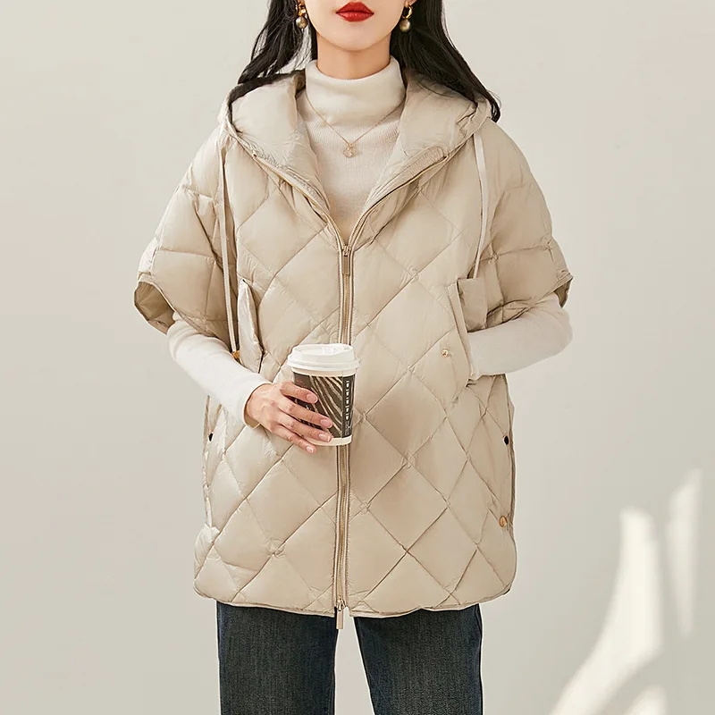 Женская модная осенне-зимняя безрукавка с капюшоном, свободного кроя, однотонная, с наполнителем из 90% белого утиного пуха, асимметричный крой
Женская модная осенне-зимняя безрукавка с капюшоном, свободного кроя, однотонная, с наполнителем из 90% белого утиного пуха, асимметричный крой