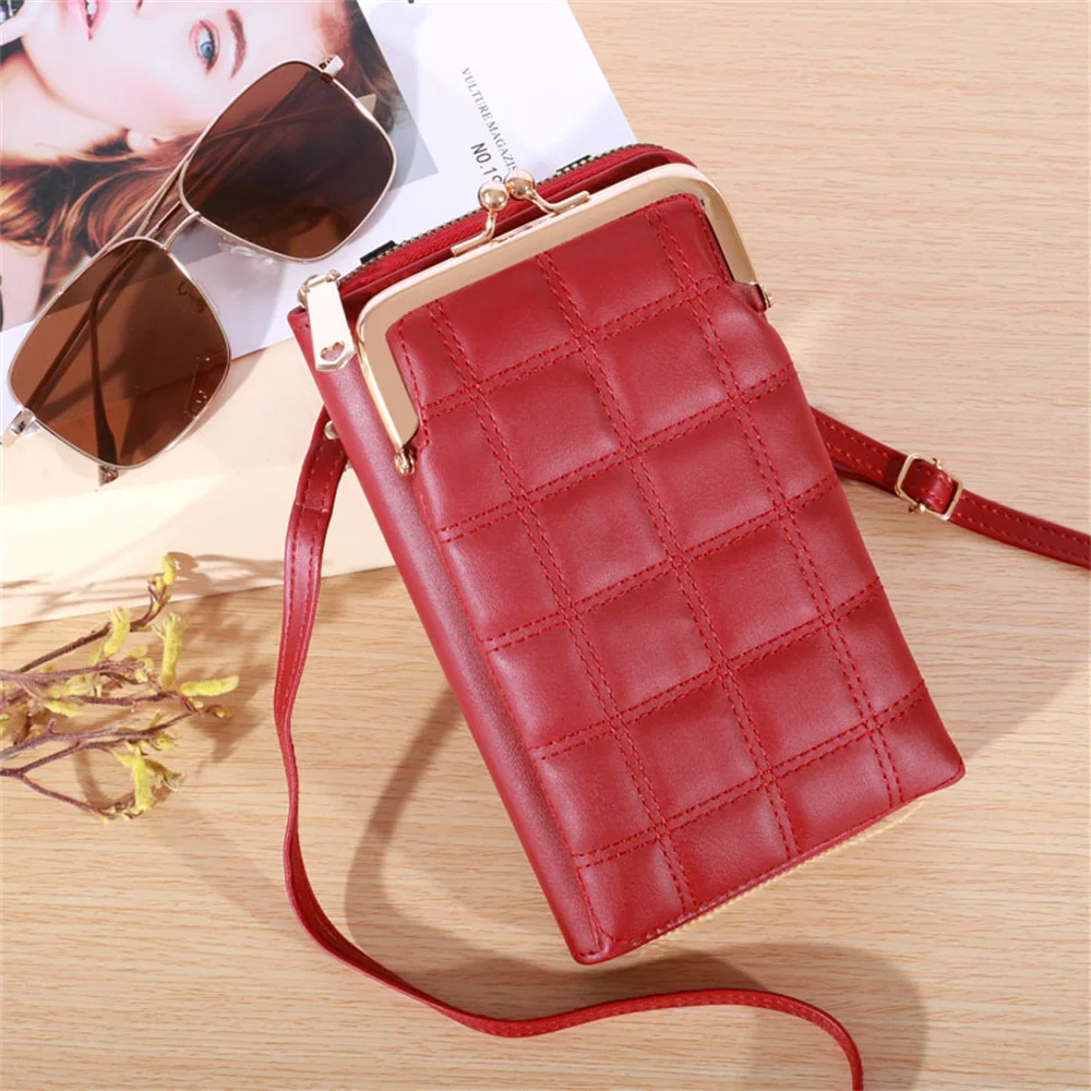 Ladies PU Leather Mobile Phone Bag Solid Color Versatile Lattice Casual Simple Lattice Pattern Large Capacity Crossbody Bag
Ladies PU Leather Mobile Phone Bag Solid Color Versatile Lattice Casual Simple Lattice Pattern Large Capacity Crossbody Bag