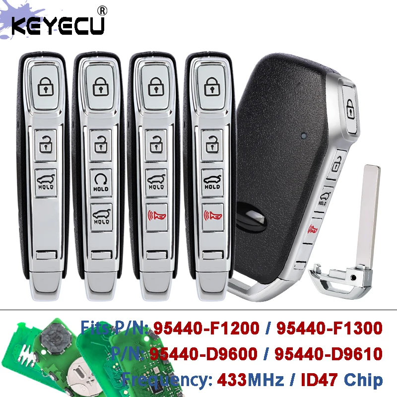 KEYECU 95440-F1200 95440-F1300 95440-D9600 / D9610 433MHz ID47 Chip Keyless-Go Smart Remote Key Fob for Kia Sportage 2019-2022
KEYECU 95440-F1200 95440-F1300 95440-D9600 / D9610 433MHz ID47 Chip Keyless-Go Smart Remote Key Fob for Kia Sportage 2019-2022