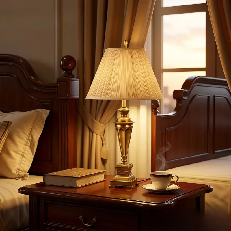 American All Copper Retro Table Lamp Bedroom Bedside Living Room Study Hotel Restaurant European Creative Decor Cloth Desk Light
American All Copper Retro Table Lamp Bedroom Bedside Living Room Study Hotel Restaurant European Creative Decor Cloth Desk Light
