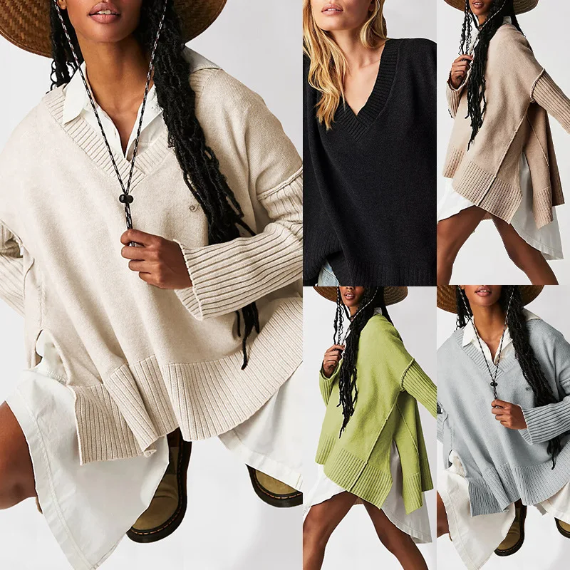Осень-зима V-Ne асимметричный свободный женский вязаный свитер удобного кроя длинный топ свевого цвета
Осень-зима V-Ne асимметричный свободный женский вязаный свитер удобного кроя длинный топ свевого цвета