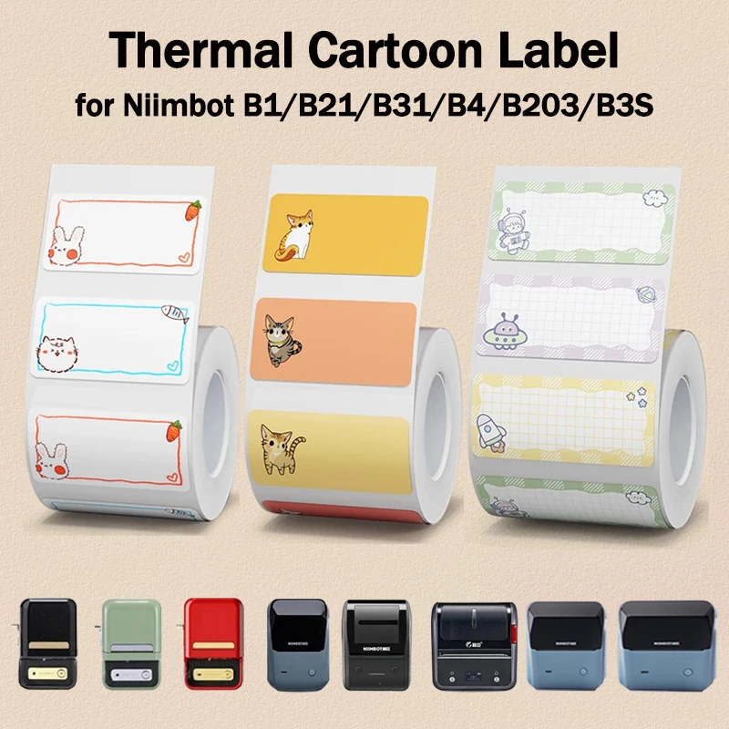 NIIMBOT B1/B21/B31/B4/B203/B3S Cartoon Label Name Stickers Cute Colorful Thermal Classified Sticky Note Storage Printing Paper
NIIMBOT B1/B21/B31/B4/B203/B3S Cartoon Label Name Stickers Cute Colorful Thermal Classified Sticky Note Storage Printing Paper