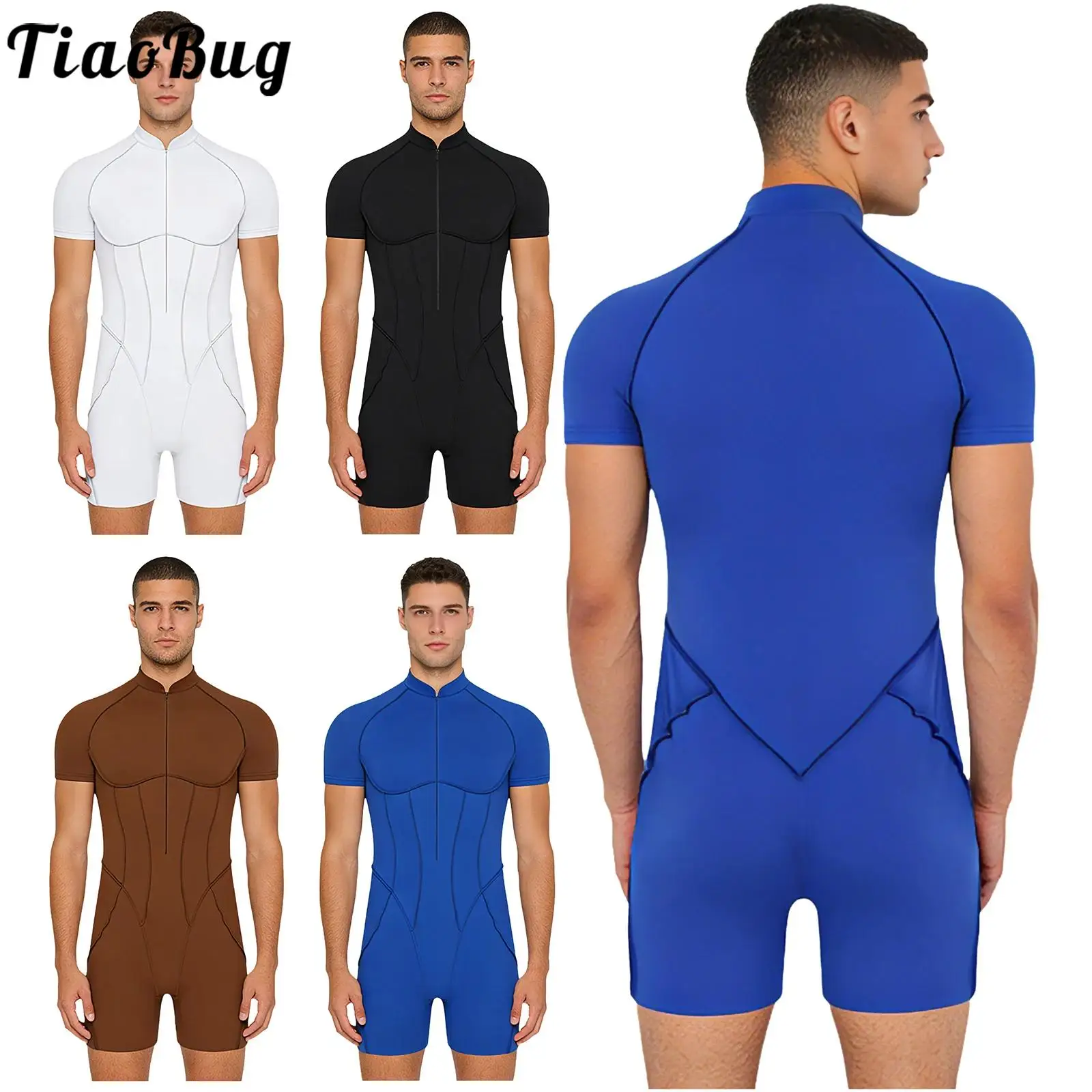 Men Workout Ballet Gymnastic Rompers Bodysuits Front Zip Short Sleeve Leotard Shorts Jumpsuit for Bodybuilding Cycling Swimming
Men Workout Ballet Gymnastic Rompers Bodysuits Front Zip Short Sleeve Leotard Shorts Jumpsuit for Bodybuilding Cycling Swimming