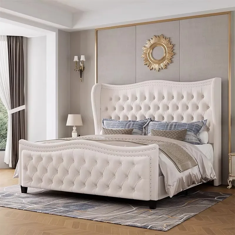 Bed Modern light luxury master bedroom does not disturb each other Double buckle bed C3003
Bed Modern light luxury master bedroom does not disturb each other Double buckle bed C3003