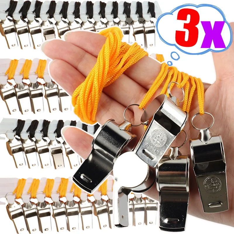 Свисток из нержавеющей стали, громкий профессиональный спортивный свисток, рефери, тренер, футбол, баскетбол со шнурком, снаряжение для выживания в чрезвычайных ситуациях 
Свисток из нержавеющей стали, громкий профессиональный спортивный свисток, рефери, тренер, футбол, баскетбол со шнурком, снаряжение для выживания в чрезвычайных ситуациях