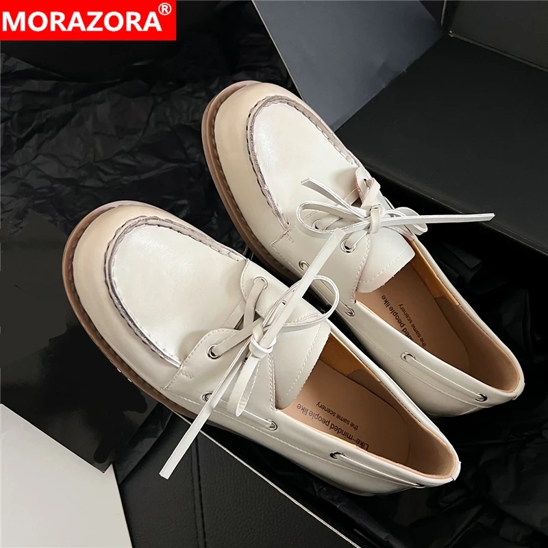 MORAZORA, размеры 34–40, новые туфли из натуральной кожи, женские лоферы на шнуровке, весенне-летние туфли на плоской подошве, однотонные офисные модельные туфли
MORAZORA, размеры 34–40, новые туфли из натуральной кожи, женские лоферы на шнуровке, весенне-летние туфли на плоской подошве, однотонные офисные модельные туфли