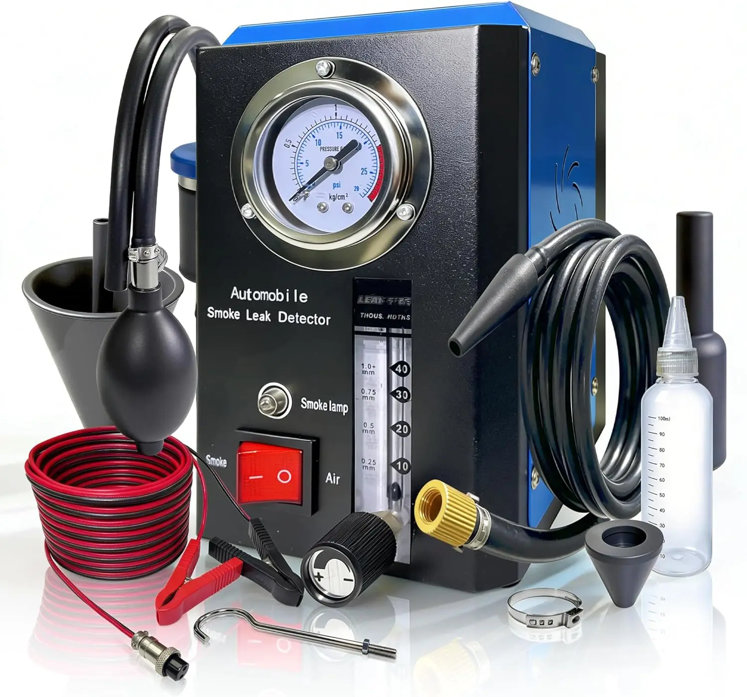 Automotive Smoke Machine, Professional Leak Detector with Built-in Air Pump, Flow Meter, 20PSI, 12V EVAP Dual Mode for All Vehic
Automotive Smoke Machine, Professional Leak Detector with Built-in Air Pump, Flow Meter, 20PSI, 12V EVAP Dual Mode for All Vehic