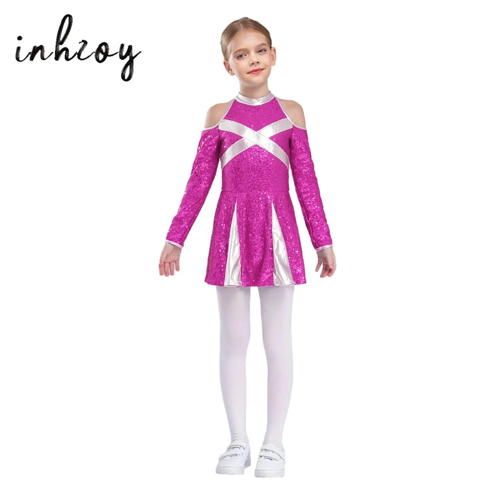 Kids Girls Cheerleading Jazz Performance Outfit Cold Shoulder Long Sleeve Color Block Sequins Dress School Girls Dance Costume
Kids Girls Cheerleading Jazz Performance Outfit Cold Shoulder Long Sleeve Color Block Sequins Dress School Girls Dance Costume