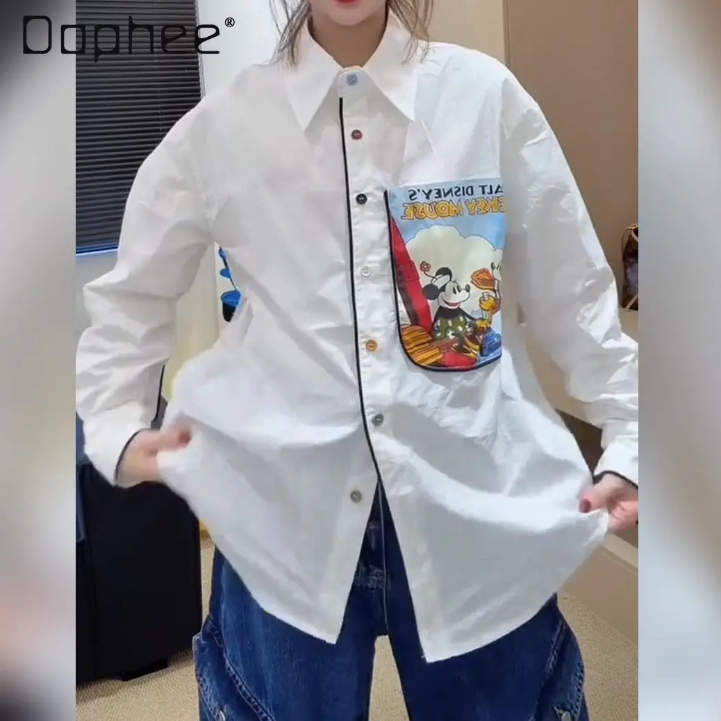 2026 Spring New Design Sense Cartoon Printed Long Sleeve Shirt for Women Versatile Loose Slimming White Top
2026 Spring New Design Sense Cartoon Printed Long Sleeve Shirt for Women Versatile Loose Slimming White Top