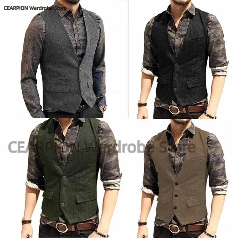 Deep V-Neck Suit Vests Vintage Herringbone Groomsmen Suits Vest Slim Fit Men's Vest for Wedding Traditional Sleeveless Gilet
Deep V-Neck Suit Vests Vintage Herringbone Groomsmen Suits Vest Slim Fit Men's Vest for Wedding Traditional Sleeveless Gilet