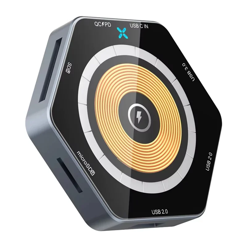 AT82-7 In 1 HUB 7 Ports QC3.0 Super Charge Type-C USB3.0 Dual Connectors 15W Fast Wireless Charging TF SD Card Reader
AT82-7 In 1 HUB 7 Ports QC3.0 Super Charge Type-C USB3.0 Dual Connectors 15W Fast Wireless Charging TF SD Card Reader