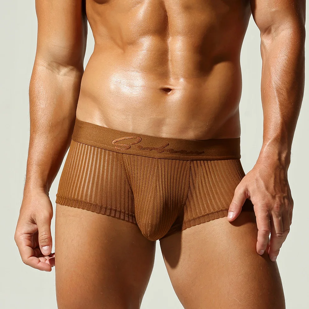 Ribbed bugle Boxy underwear for men sexy u convex pouch boxer brief Sheer Mesh Transparent Striped Comfortable Sports Underpants
Ribbed bugle Boxy underwear for men sexy u convex pouch boxer brief Sheer Mesh Transparent Striped Comfortable Sports Underpants