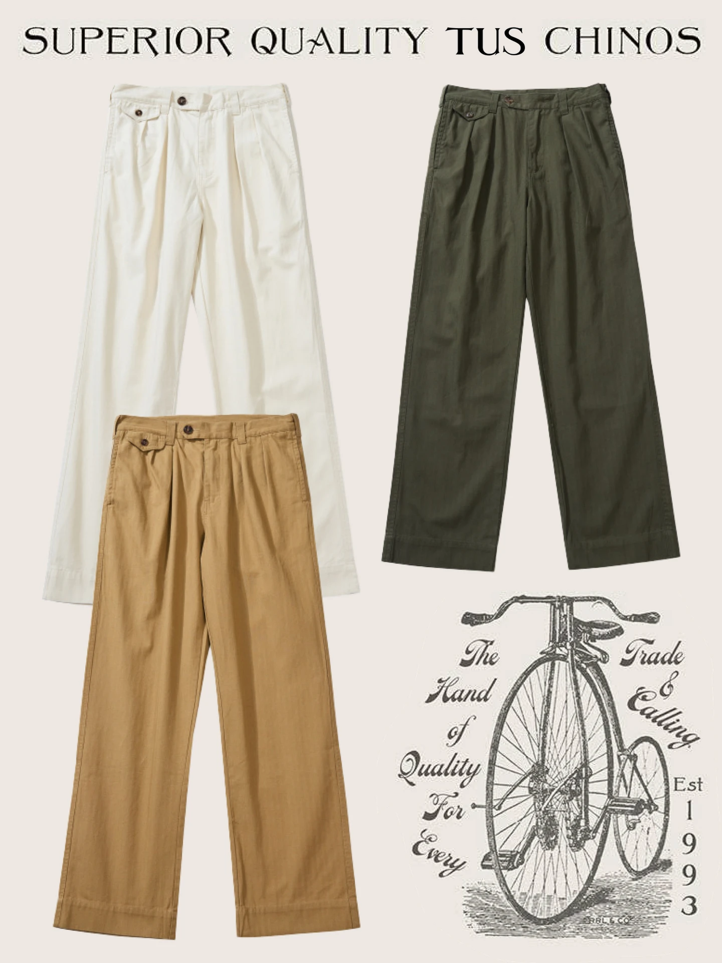 American Style Chinos Pleated Khaki Fishbone Pattern Military Aesthetic Casual Pants Straight Leg Cotton Trousers for Men
American Style Chinos Pleated Khaki Fishbone Pattern Military Aesthetic Casual Pants Straight Leg Cotton Trousers for Men