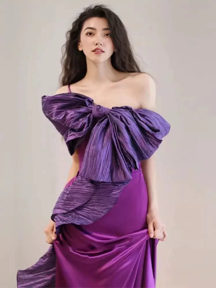 S-006 French Niche Dresses New Satin Bridal Premium Toast Dress Engagement Evening Dress Purple
S-006 French Niche Dresses New Satin Bridal Premium Toast Dress Engagement Evening Dress Purple