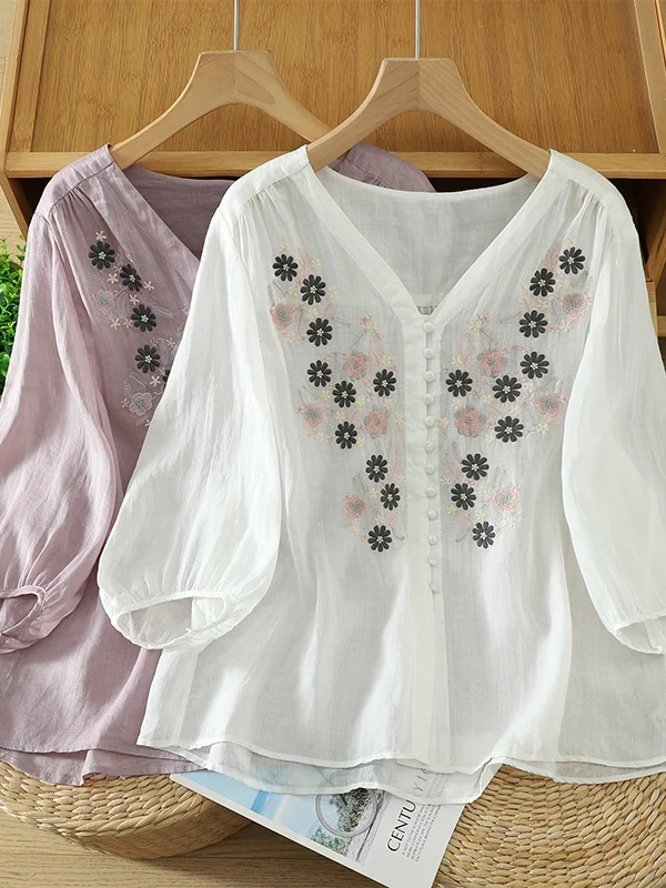 Elegant Embroidered Heavy Work Casual Artistic Print Slimming Versatile Top for Women Summer Season Polyester Fiber Lantern S...
Elegant Embroidered Heavy Work Casual Artistic Print Slimming Versatile Top for Women Summer Season Polyester Fiber Lantern S...