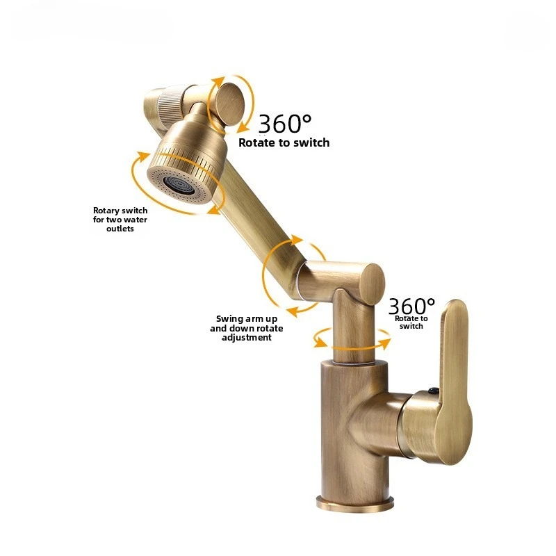 Vintage European-Style Solid Brass Maneki-Neko Lucky Cat Swivel Faucet Bathroom Sink Faucet for Home Use Hot & Cold Water Mixer
Vintage European-Style Solid Brass Maneki-Neko Lucky Cat Swivel Faucet Bathroom Sink Faucet for Home Use Hot & Cold Water Mixer