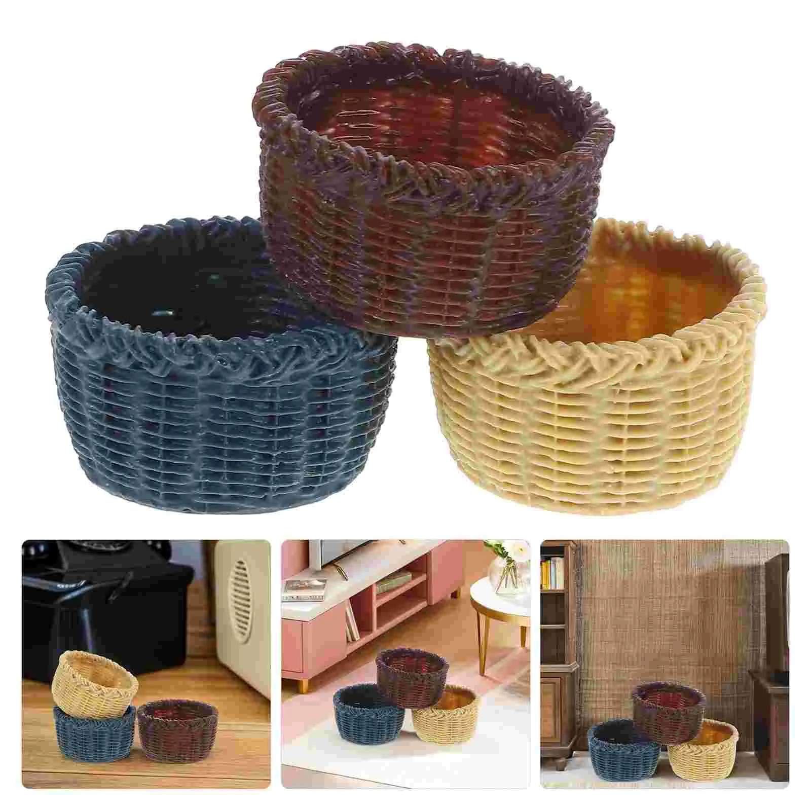 3 Pcs Mini Basket Toy Resin Model Ornament House Decor Decorations Small Storage Micro Scene
3 Pcs Mini Basket Toy Resin Model Ornament House Decor Decorations Small Storage Micro Scene