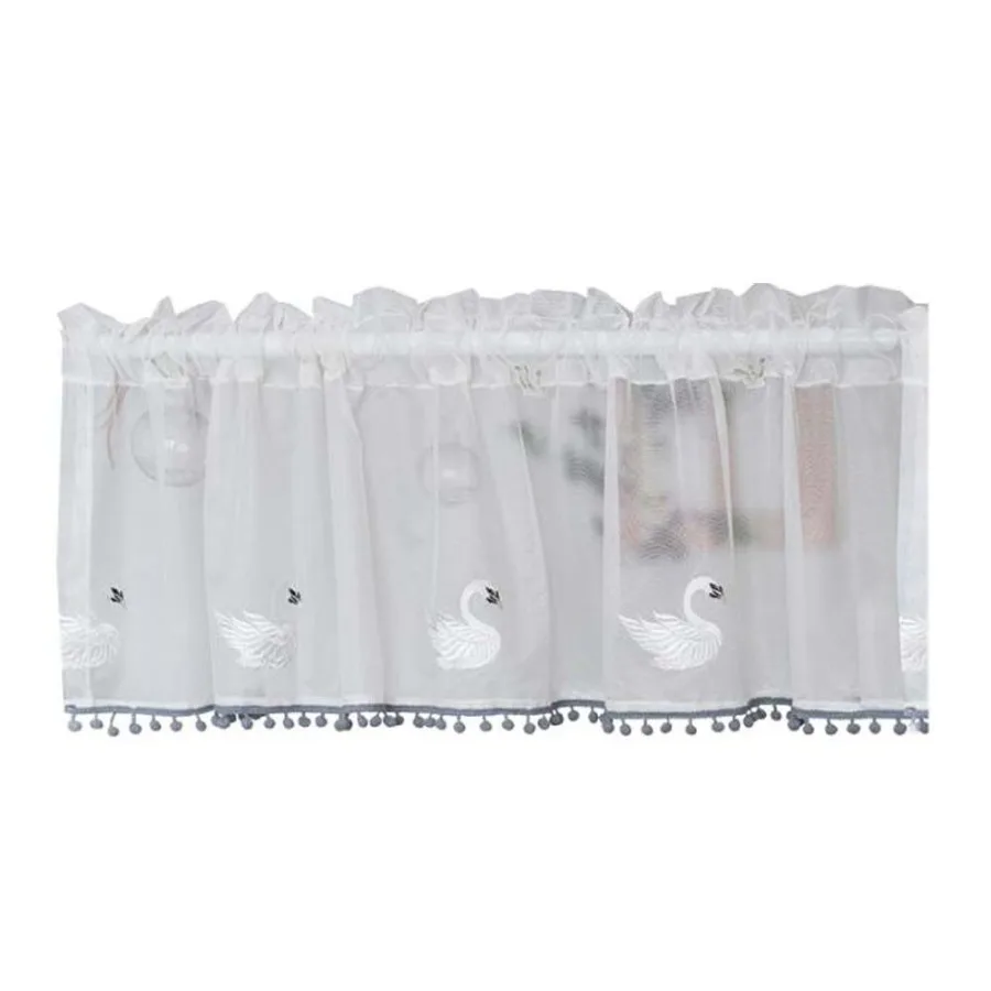 White Embroidered Swan Half Curtain Tassel Short Valance Partition Curtain Doorway Dration Tier Cafe Curtain 59x15 inch
White Embroidered Swan Half Curtain Tassel Short Valance Partition Curtain Doorway Dration Tier Cafe Curtain 59x15 inch
