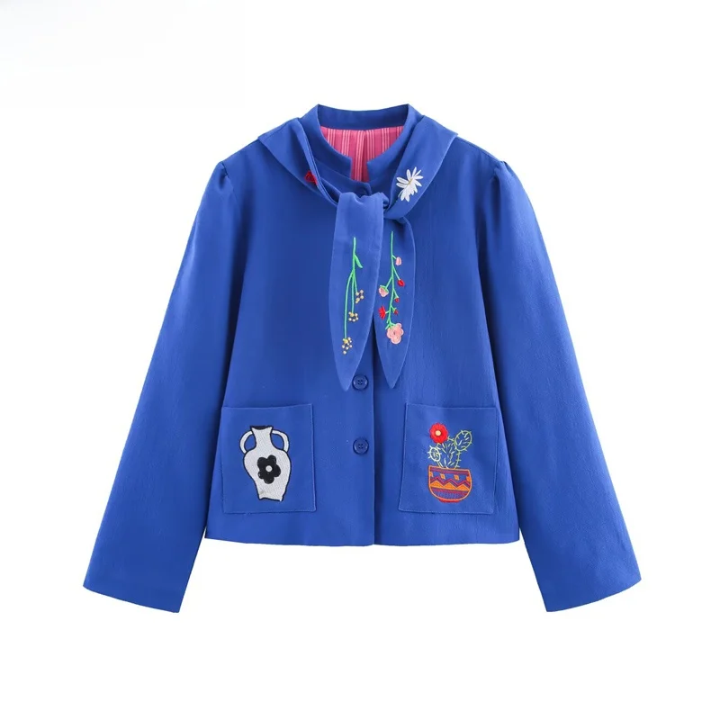 ZBZR Autumn New Women's Faionable Simple Long Sve Embroidered Jaet Ele Personali Match All 4786207 Polyester Fiber 
ZBZR Autumn New Women's Faionable Simple Long Sve Embroidered Jaet Ele Personali Match All 4786207 Polyester Fiber
