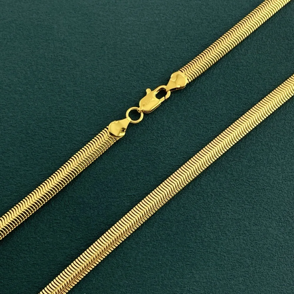 6MM Snake Bone Flat Necklace Women's 24K Gold AU999 - Versatile snake bone chain, ideal for matching pendants
6MM Snake Bone Flat Necklace Women's 24K Gold AU999 - Versatile snake bone chain, ideal for matching pendants