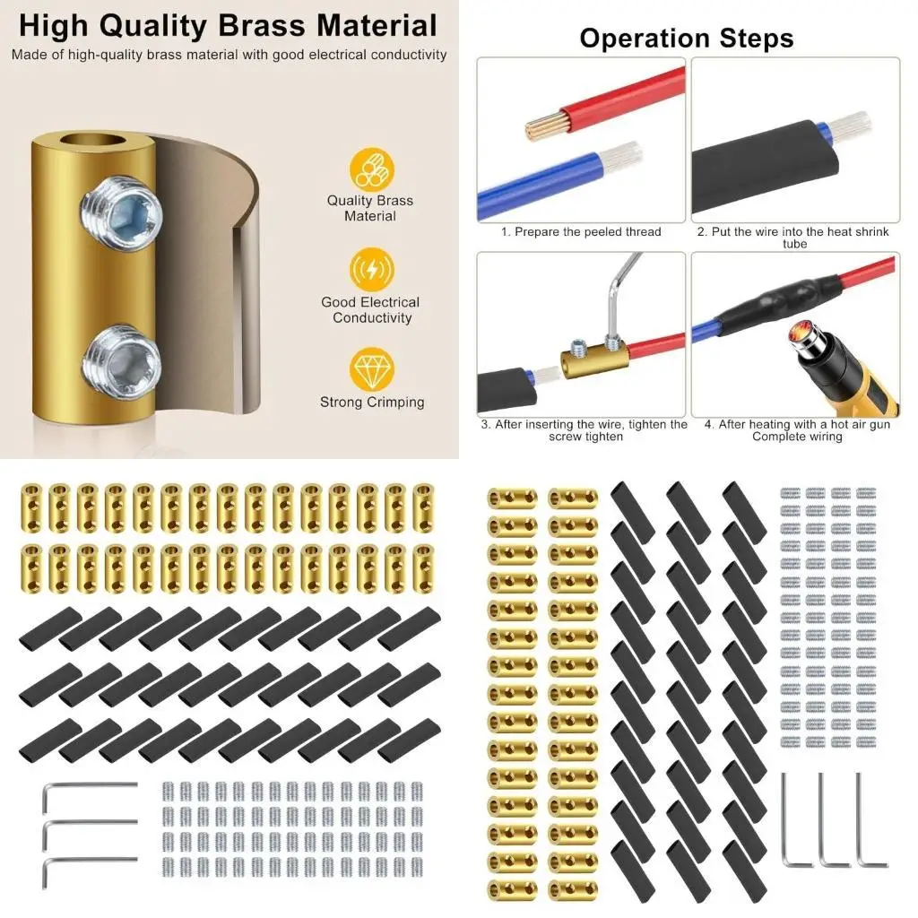 R9UF Профессиональный набор клемм для проводов 10 AWG, 60 А, латунная соединительная гайка, 30 шт., с простой установкой,
R9UF Профессиональный набор клемм для проводов 10 AWG, 60 А, латунная соединительная гайка, 30 шт., с простой установкой,