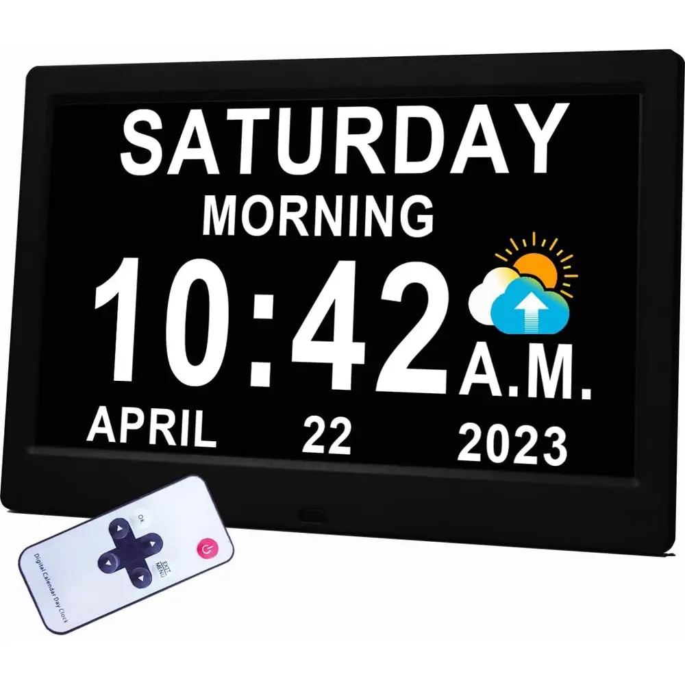 11.5 Large Digital Voice-Activated Clock with Day/Date, 27 Alarms, Custom Reminders, Auto Dimming, and DST for Elderly Care
11.5 Large Digital Voice-Activated Clock with Day/Date, 27 Alarms, Custom Reminders, Auto Dimming, and DST for Elderly Care