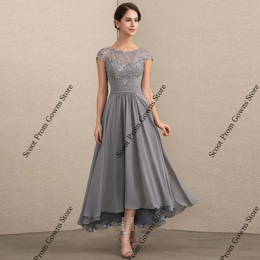 Grey Scoop Mother of Bride Dresses Short Sleeve Wedding Party Dresses for Women 2025 Summer New Chiffon Beach Robe De Soirée
Grey Scoop Mother of Bride Dresses Short Sleeve Wedding Party Dresses for Women 2025 Summer New Chiffon Beach Robe De Soirée