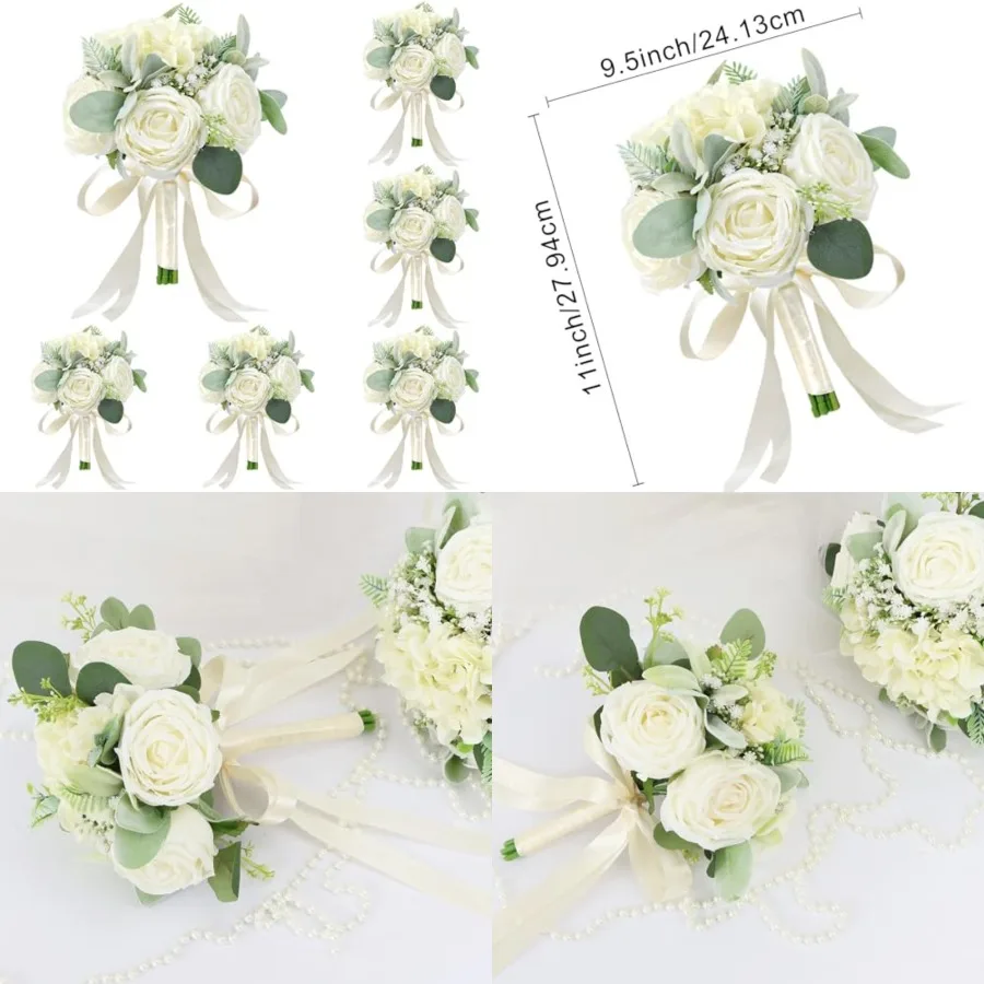 for Wedding - Silk Artificial Ivory Flowers, Pre-Made Roses Sage Green Boho Bridal Floral for Bride Party Ceremony Anniversary
for Wedding - Silk Artificial Ivory Flowers, Pre-Made Roses Sage Green Boho Bridal Floral for Bride Party Ceremony Anniversary