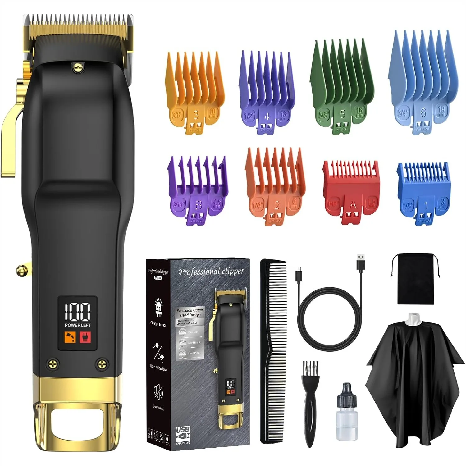 Cordless Hair Clippers for Men with 8 Color-Coded Guards, Professional Hair Cutting Kit for Head Beard Face Neck & Manscaping
Cordless Hair Clippers for Men with 8 Color-Coded Guards, Professional Hair Cutting Kit for Head Beard Face Neck & Manscaping