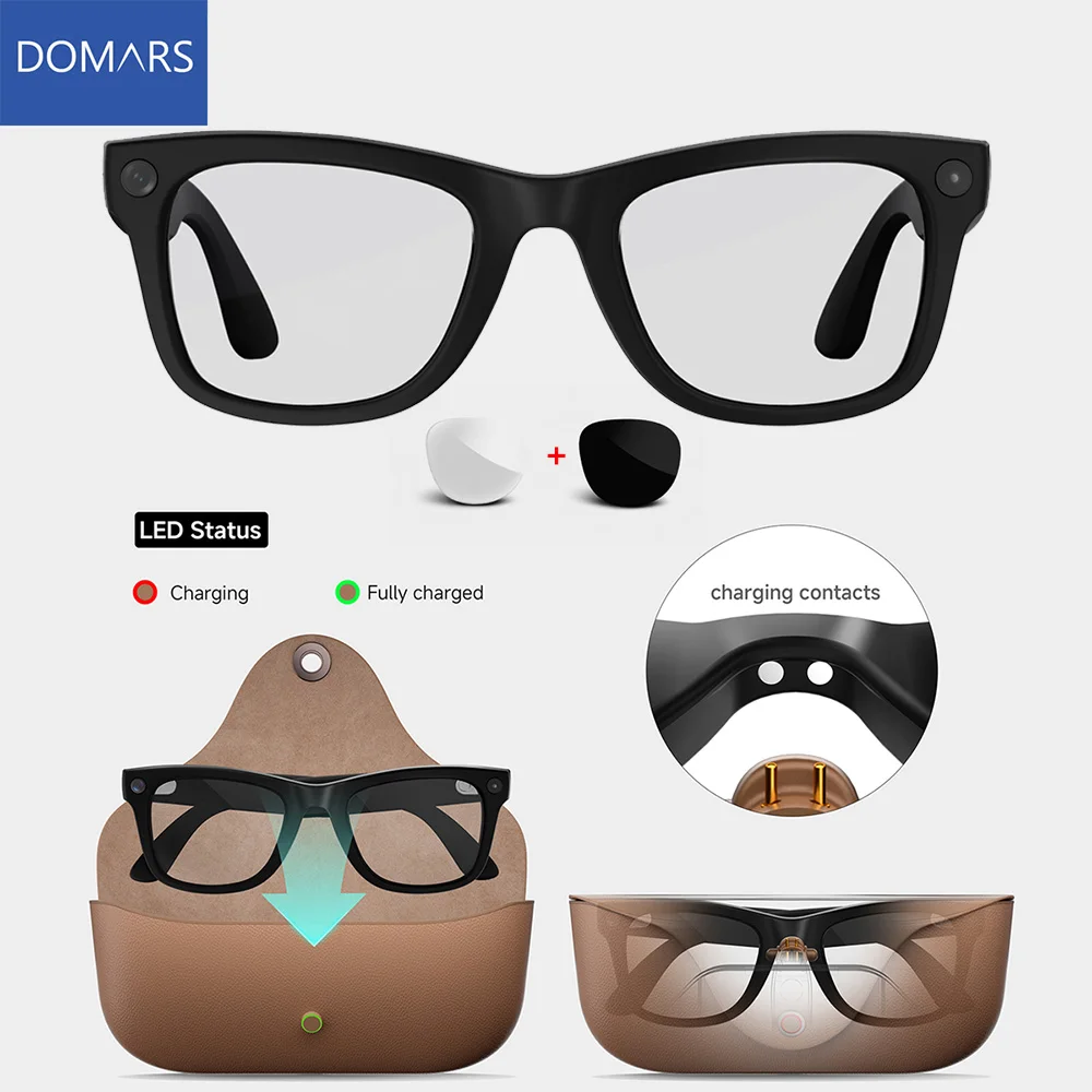Domars AI Smart Recording Glasses Real-time Translation Voice Wake-up Bluetooth calling 8MP Photo ChatGPT with Charging Case
Domars AI Smart Recording Glasses Real-time Translation Voice Wake-up Bluetooth calling 8MP Photo ChatGPT with Charging Case