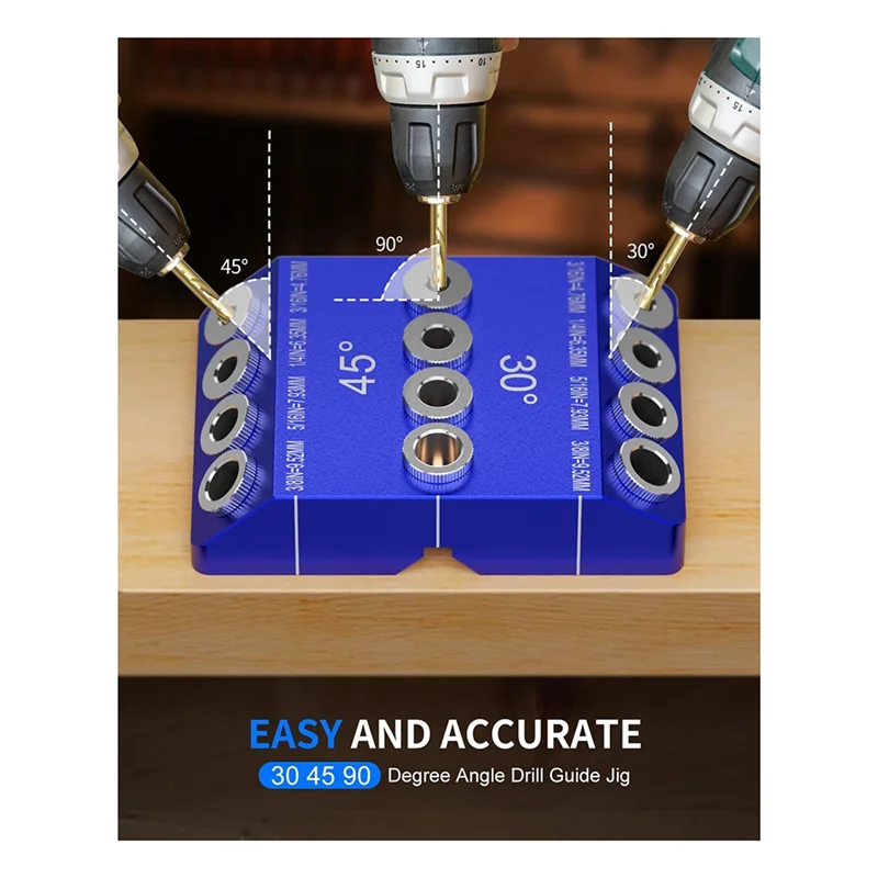 AEE6-30 45 90 Degree Angle Drill Guide Jig, Drill Jig For Angled Holes And Straight Hole With 4 Sizes Steel Drill Bits Durable
AEE6-30 45 90 Degree Angle Drill Guide Jig, Drill Jig For Angled Holes And Straight Hole With 4 Sizes Steel Drill Bits Durable