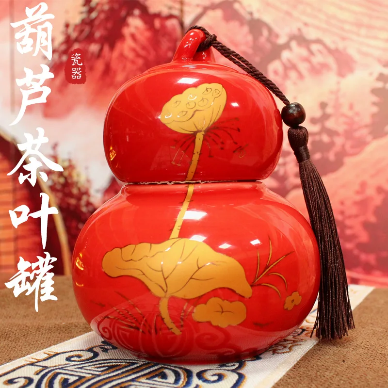Fulu Ceramic Gourd Tea Can Double Layer Moisture proof Sealed Gourd Tea Storage Can Home Decoration Crafts
Fulu Ceramic Gourd Tea Can Double Layer Moisture proof Sealed Gourd Tea Storage Can Home Decoration Crafts