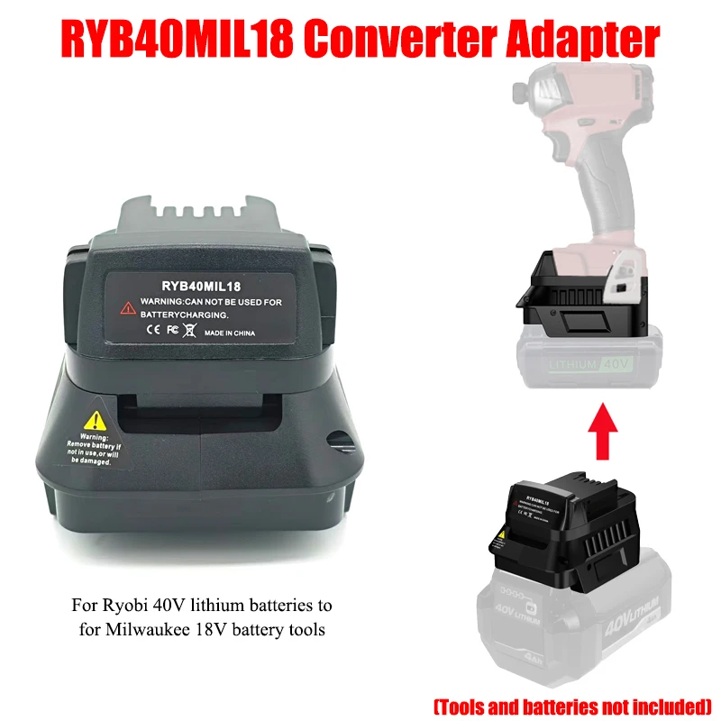 Адаптер для аккумуляторов Ryobi 40V Li-ion RYB40MIL18, совместимый с аккумуляторами Milwaukee 18V Li-ion для беспроводных электроинструментов.
Адаптер для аккумуляторов Ryobi 40V Li-ion RYB40MIL18, совместимый с аккумуляторами Milwaukee 18V Li-ion для беспроводных электроинструментов.