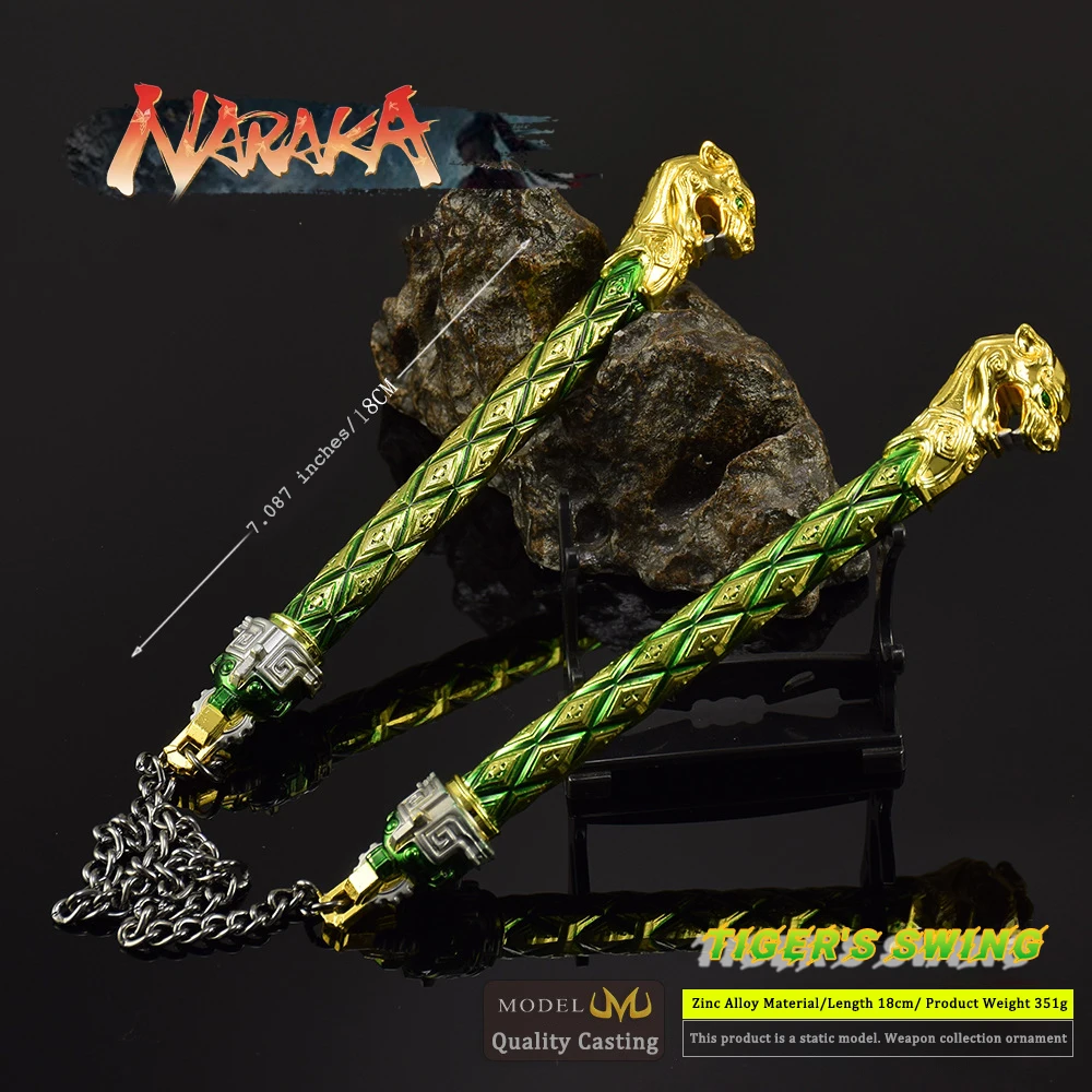 18 см/7,08 дюйма Naraka Bladepoint игровая периферия тигровый маятник Nunchaku реквизит для косплея сплав модель оружия настольное украшение игрушка для мальчика
18 см/7,08 дюйма Naraka Bladepoint игровая периферия тигровый маятник Nunchaku реквизит для косплея сплав модель оружия настольное украшение игрушка для мальчика