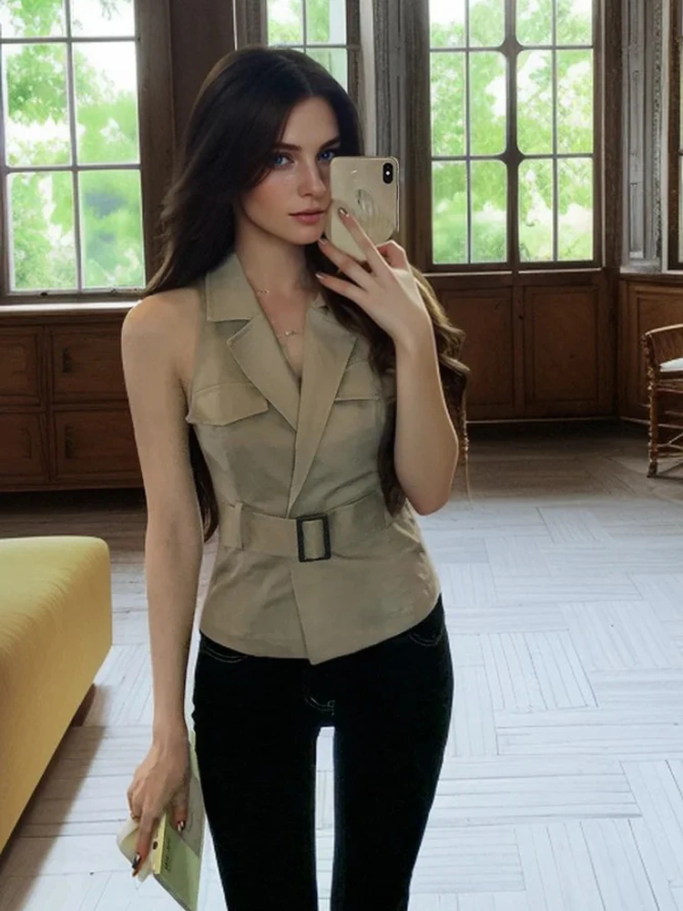 Zadily 2025 Summer Vintage Sleeveless Women Shirts Slim Belt Notched Neck Crop Tops Female Shirt Vest Women's Clothing
Zadily 2025 Summer Vintage Sleeveless Women Shirts Slim Belt Notched Neck Crop Tops Female Shirt Vest Women's Clothing