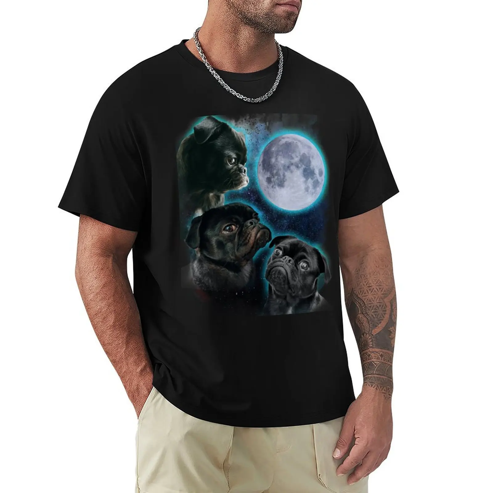 Three Pugs moon T-Shirt vintage designer shirts cute tops anime clothing for men
Three Pugs moon T-Shirt vintage designer shirts cute tops anime clothing for men