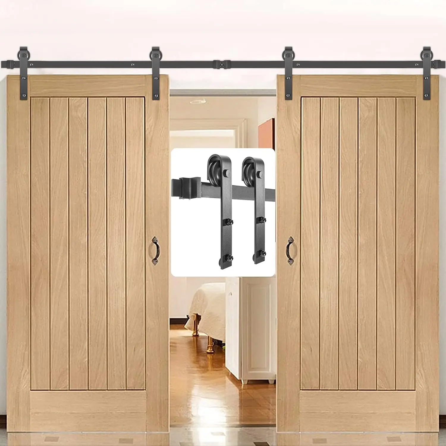 Sliding Barn Door Hardware Kit, 9FT Barn Door Kit, 330LBS Load-Bearing Double Barn Door Hardware Kit, Carbon Steel Barn Door
Sliding Barn Door Hardware Kit, 9FT Barn Door Kit, 330LBS Load-Bearing Double Barn Door Hardware Kit, Carbon Steel Barn Door