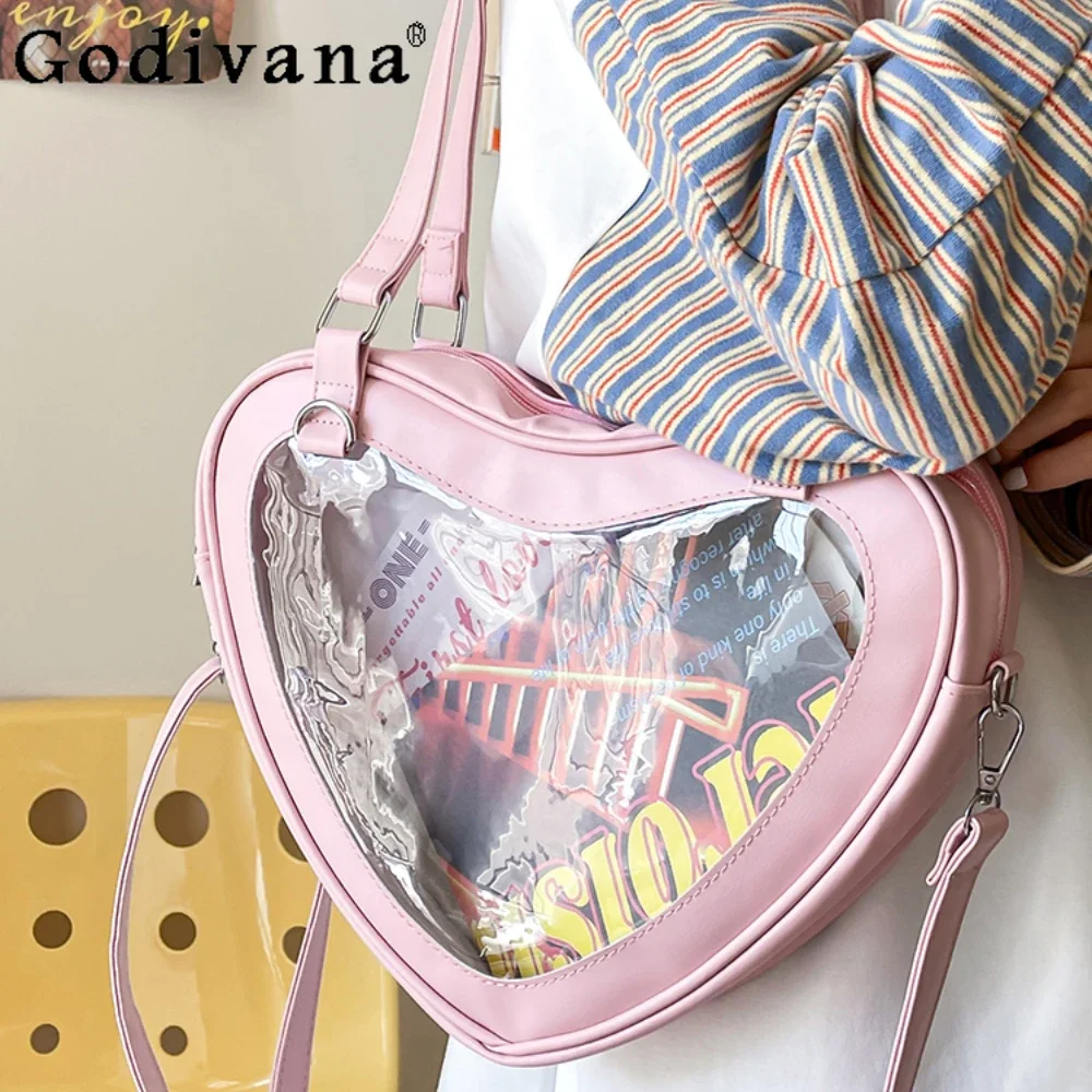 Japanese Cute Transparent Versatile Leather Shoulder Bag Bolso Itabag Women's Crossbody Bag Heart
Japanese Cute Transparent Versatile Leather Shoulder Bag Bolso Itabag Women's Crossbody Bag Heart