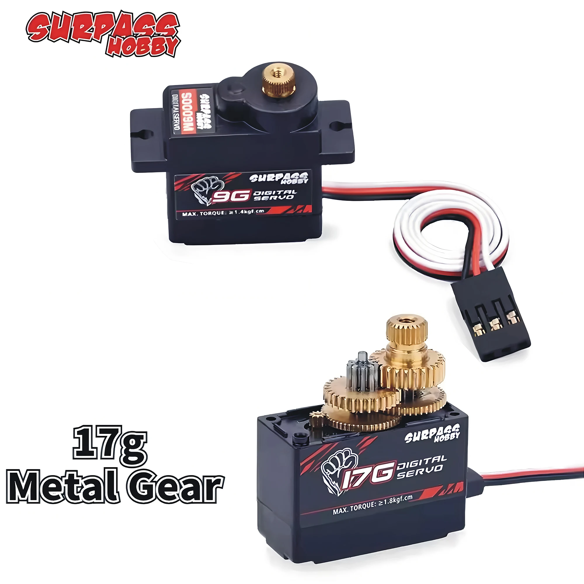 1/2/4pcs SURPASS Hobby S0009M 9g S0017M 17g Metal Gear 1.4KG Digital Servo for RC Fixed-Wing Airplane Robot Car Boat Duct Plane
1/2/4pcs SURPASS Hobby S0009M 9g S0017M 17g Metal Gear 1.4KG Digital Servo for RC Fixed-Wing Airplane Robot Car Boat Duct Plane