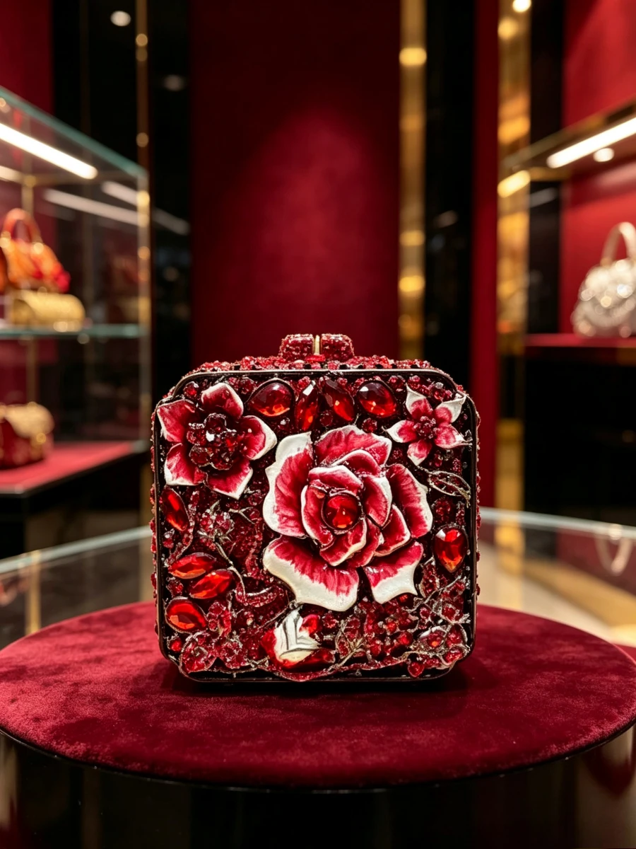3D Red Rose Floral Square Rhinestone Clutch Luxury Crystal Evening Purse Middle Aged Women Wedding Banquet Retro Formal Handbag
3D Red Rose Floral Square Rhinestone Clutch Luxury Crystal Evening Purse Middle Aged Women Wedding Banquet Retro Formal Handbag