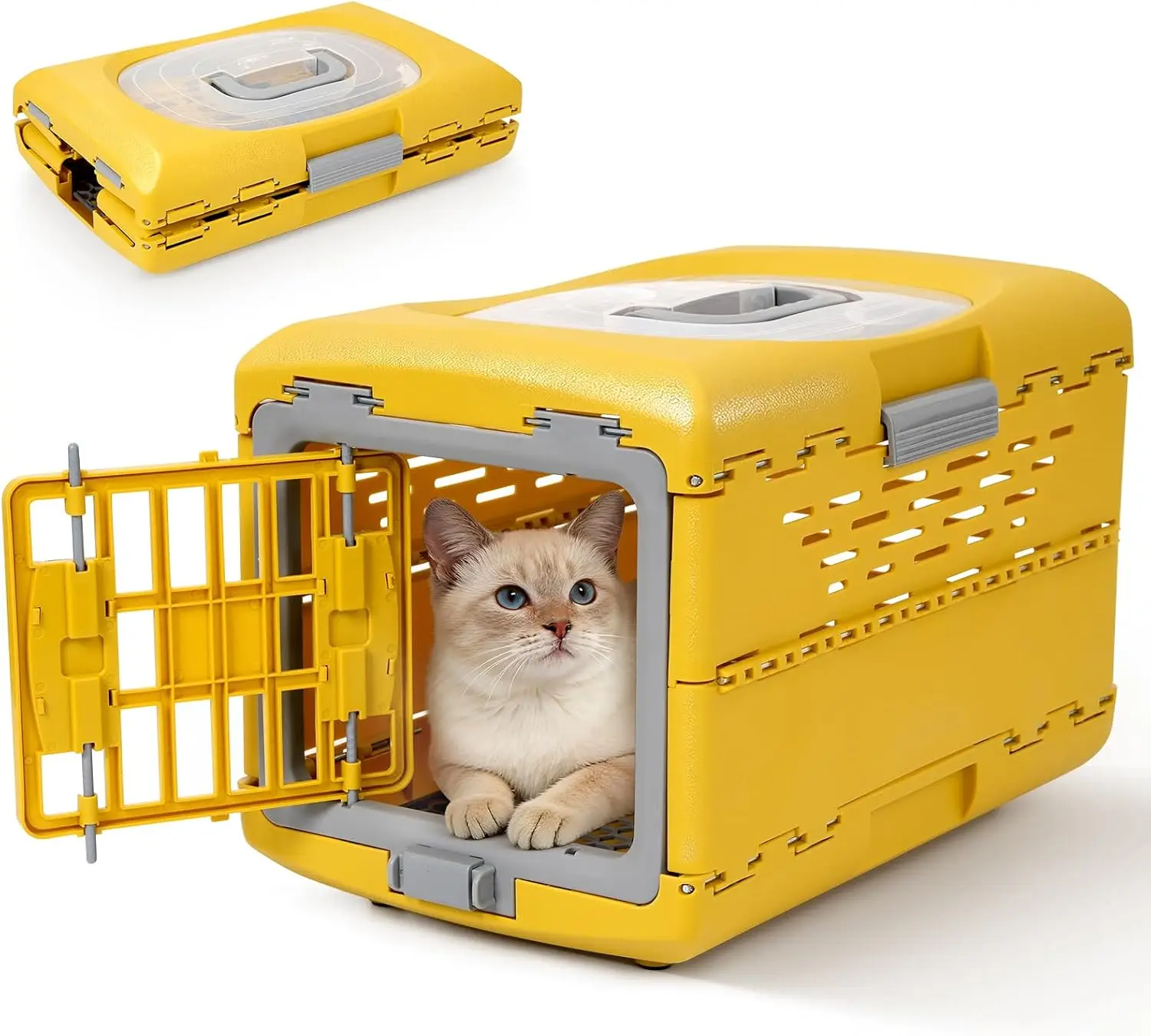 Cat Carrier Pet Carrier for Cat, Plastic Collapsible Cat Carrier Hard for Camping Vet Visits Travel, Fully Breathable Pet Tra
Cat Carrier Pet Carrier for Cat, Plastic Collapsible Cat Carrier Hard for Camping Vet Visits Travel, Fully Breathable Pet Tra