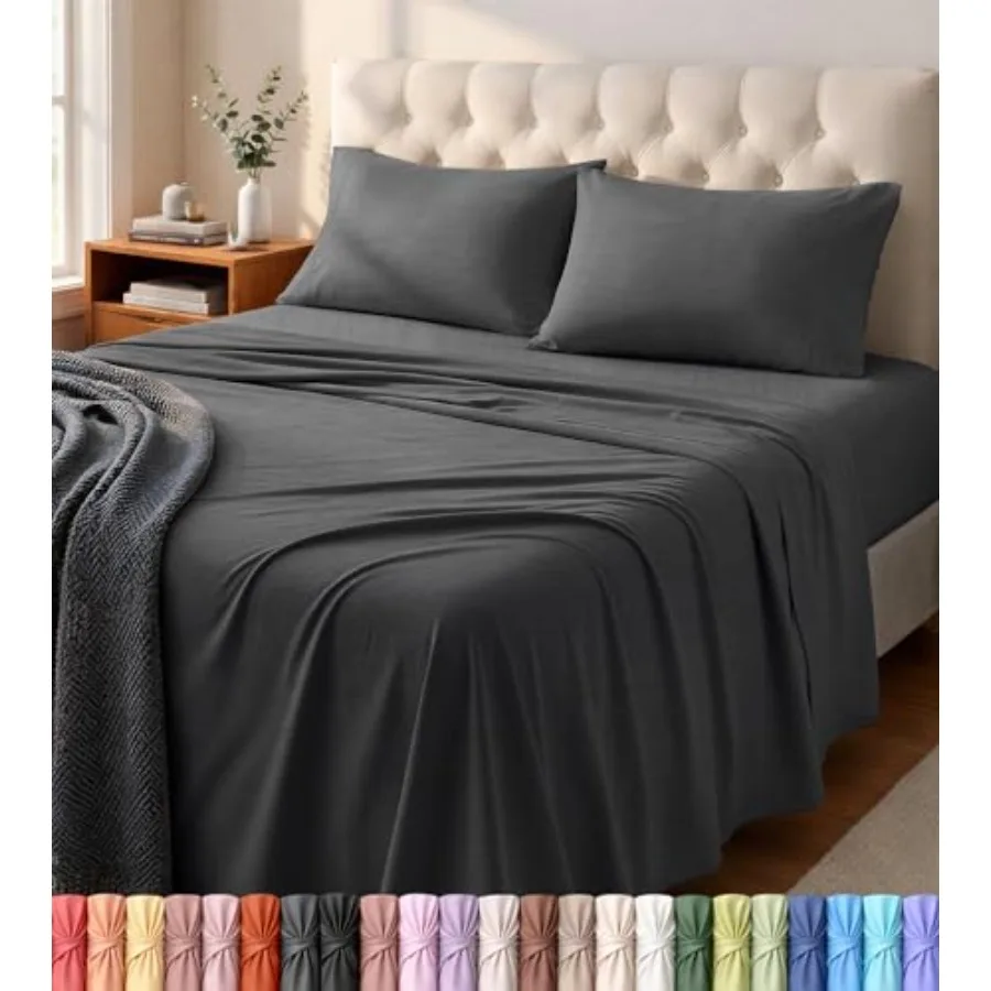 Sheet Set - Jersey Knit Sheets 4 Pcs Cotton Soft T-Shirt Stretchy Sheets Heather
Sheet Set - Jersey Knit Sheets 4 Pcs Cotton Soft T-Shirt Stretchy Sheets Heather