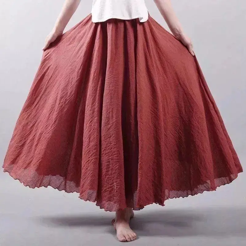 High Quality Cotton Linen Maxi Skirt Womens Casual Elastic High Waist Pleated A-Line Beach Skirts Boho Saia Feminina Faldas Jupe
High Quality Cotton Linen Maxi Skirt Womens Casual Elastic High Waist Pleated A-Line Beach Skirts Boho Saia Feminina Faldas Jupe